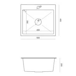 inny Zlewozmywaki^Komplet zlewozmywak QUADRON czarny AVENIR BOX 50X45 cm z baterią