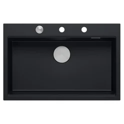 Zlewozmywaki^Komplet zlewozmywak QUADRON czarny MASTER BASE 1K 76x50 cm z akcesoriami