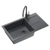 Discount Komplet zlewozmywak QUADRON czarny BOLD XL 1K/Z/O 78x45 cm z baterią