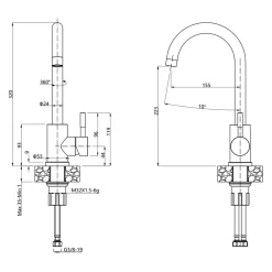 inny Zlewozmywaki^Komplet zlewozmywak QUADRON czarny AVENIR SHORT 60x48 cm z baterią