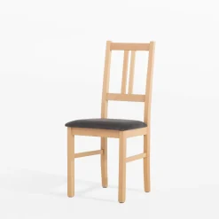 Krzesła^Krzesło drewniane z szarym siedziskiem ONTIKA II