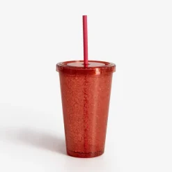 inny Grill I Piknik^Kubek plastikowy ze słomką czerwony 500 ml
