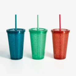 inny Grill I Piknik^Kubek plastikowy ze słomką zielony 500 ml