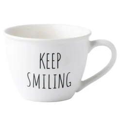 Prima Cucina Szklanki I Kubki^Kubek porcelanowy z napisami KEEP SMILING biały 530 ml