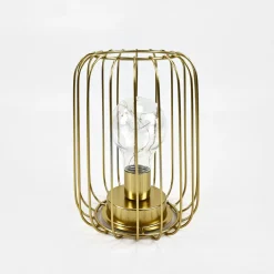 Zumaline Lampy Stołowe^Lampa dekoracyjna LED druciany klosz złota 13x17 cm