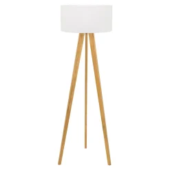 Spot - Light Lampy Podłogowe^Lampa na drewnianym trójnogu abażur biały LOTTA