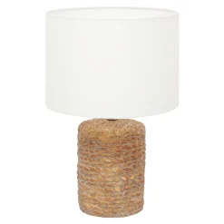 Hot PLATINET S.A. Lampa stołowa ceramiczna biała/rattan LUCIA
