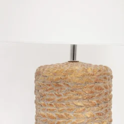 Hot PLATINET S.A. Lampa stołowa ceramiczna biała/rattan LUCIA