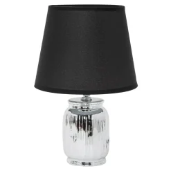 Lampy Stołowe^Lampa stołowa ceramiczna czarno-srebrna 26 cm