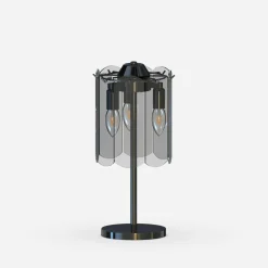 Zumaline Lampy Stołowe^Lampa stołowa dymione szkło czarna NIRA
