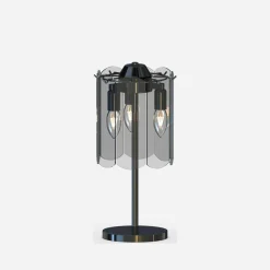 Zumaline Lampy Stołowe^Lampa stołowa dymione szkło czarna NIRA