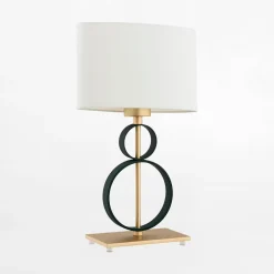 inny Lampy Stołowe^Lampa stołowa z abażurem czarno-złota PERSEO