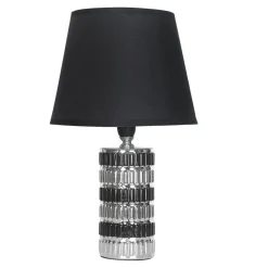 Zumaline Lampy Stołowe^Lampa stołowa z abażurem srebrno-czarna 31 cm