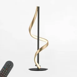 Best Paul Neuhaus Lampa stołwa LED Wi-Fi czarno-złota Q-SWING z pilotem