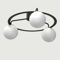 New Luminex Lampa sufitowa 3 klosze kule czarno-złota BALLO III