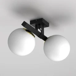 Luminex Wszystkie Lampy Sufitowe^Lampa sufitowa 2 klosze kule czarno-złota IDRIS II