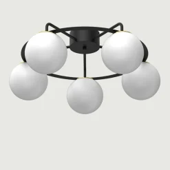 Luminex Lampa sufitowa 5 kloszy kule czarno-złota BALLO V