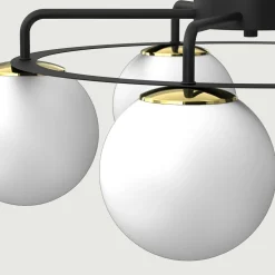 Luminex Lampa sufitowa 5 kloszy kule czarno-złota BALLO V