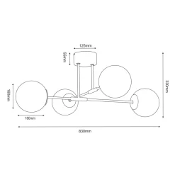 Luminex Wszystkie Lampy Sufitowe^Lampa sufitowa 4 kule czarno-złota GLAME