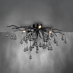 Paul Neuhaus Lampa sufitowa czarna ICICLE fi 60 cm