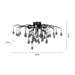 Paul Neuhaus Lampa sufitowa czarna ICICLE fi 60 cm