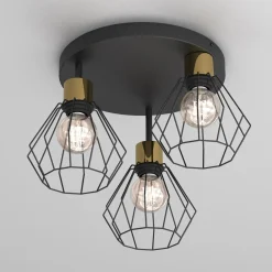 Luminex Wszystkie Lampy Sufitowe^Lampa sufitowa czarno-złota PARKLA BASKET III
