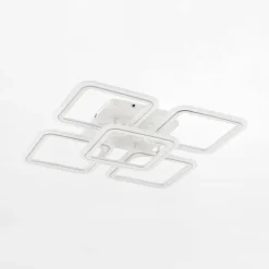 Best Zumaline Lampa sufitowa LED 56,2 cm biała chrom STELLAR z pilotem