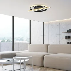 Online Paul Neuhaus Lampa sufitowa LED czarno-złota KORSA