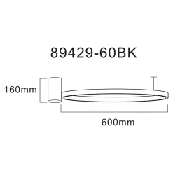 Zumaline Wszystkie Lampy Sufitowe^Lampa sufitowa LED pierścieniowa czarna HORIK 60 cm