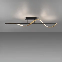 Paul Neuhaus Wszystkie Lampy Sufitowe^Lampa sufitowa LED Wi-Fi czarno-złota Q-SWING z pilotem