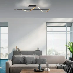 Paul Neuhaus Wszystkie Lampy Sufitowe^Lampa sufitowa LED Wi-Fi czarno-złota Q-SWING z pilotem
