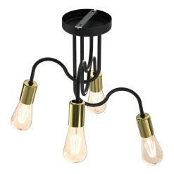 Best Luminex Lampa sufitowa loftowa czarno-złota DOW IV