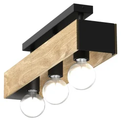 New Luminex Lampa sufitowa rustykalna drewniana MILUZA III