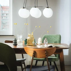 Best Luminex Lampa wisząca 6 kloszy kule czarno-złota BALLO VI