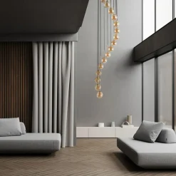 Clearance TK Tomasz Krywult Lampa wisząca 16 kulistych kloszy złota AURORA