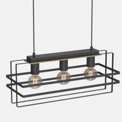Sale Luminex Lampa wisząca czarna jasne drewno KORTEZ III