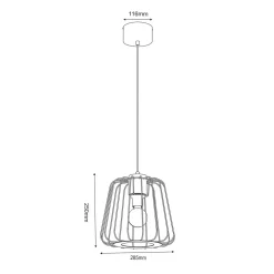 Online Luminex Lampa wisząca czarna jasne drewno TRAD I klosz 25 cm