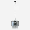 Clearance Zumaline Lampa wisząca dymione szkło czarna NIRA φ43 cm