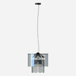 Clearance Zumaline Lampa wisząca dymione szkło czarna NIRA φ43 cm