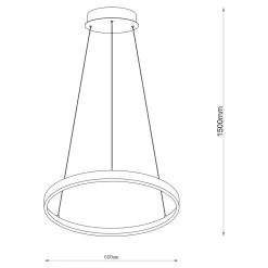 Zumaline Lampy Wiszące^Lampa wisząca LED pierścieniowa czarna BRENO 60 cm