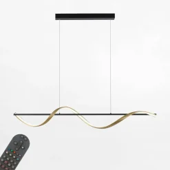 Paul Neuhaus Lampy Wiszące^Lampa wisząca LED Wi-Fi czarno-złota Q-SWING z pilotem