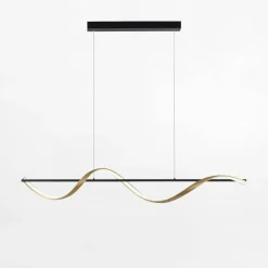 Paul Neuhaus Lampy Wiszące^Lampa wisząca LED Wi-Fi czarno-złota Q-SWING z pilotem