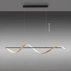 Paul Neuhaus Lampy Wiszące^Lampa wisząca LED Wi-Fi czarno-złota Q-SWING z pilotem