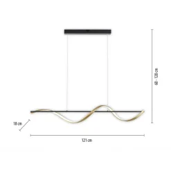 Paul Neuhaus Lampy Wiszące^Lampa wisząca LED Wi-Fi czarno-złota Q-SWING z pilotem