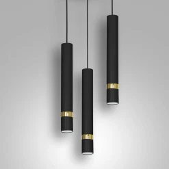 Discount Luminex Lampa wisząca loftowa tuba czarno-złota RENO III