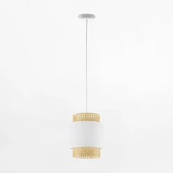 Clearance TK Tomasz Krywult Lampa wisząca rattanowa biała BOHO 20 cm