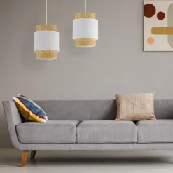 Clearance TK Tomasz Krywult Lampa wisząca rattanowa biała BOHO 20 cm