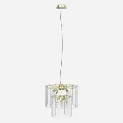 Clearance Zumaline Lampa wisząca transparentne szkło złota NIRA φ43 cm