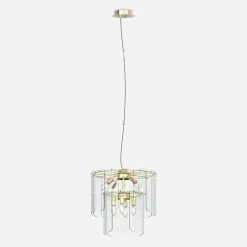 Clearance Zumaline Lampa wisząca transparentne szkło złota NIRA φ43 cm
