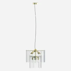 Clearance Zumaline Lampa wisząca transparentne szkło złota NIRA φ43 cm